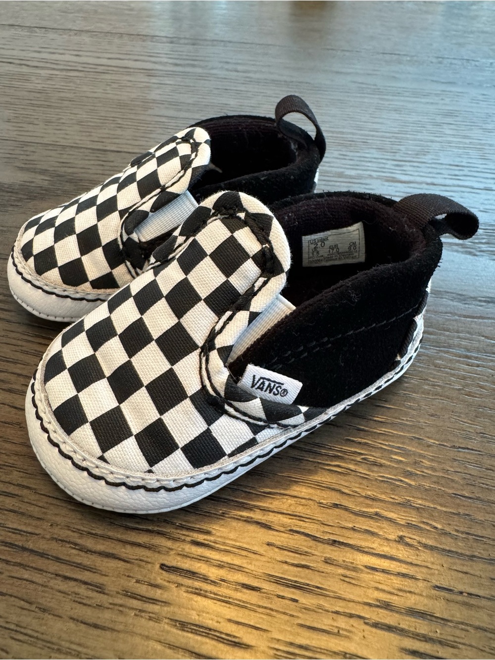 Vans Baby Checkerboard Slip-On Shoes - Black & White